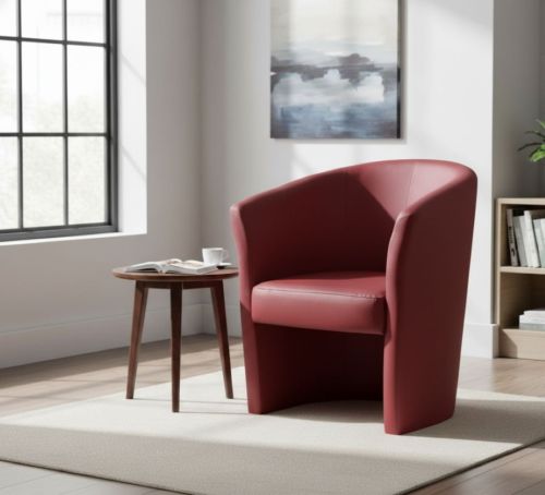 Poltrona Abrera, Poltrona da salotto, Seduta imbottita, Sedia con braccioli in ecopelle, 64x63h76 cm, Rosso