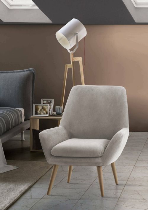 Poltrona Annarita, Poltrona di design da salotto, 100% Made in Italy, Poltroncina relax in tessuto imbottito, Cm 80x70h95, Grigio