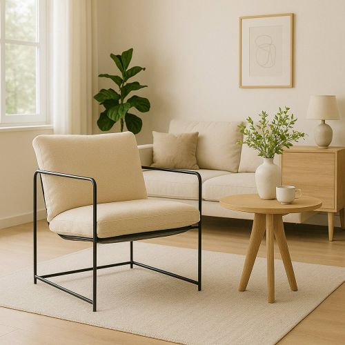 Poltrona Beige Braccioli Peso Supportato 120 kg 61x67x75h cm, Materiale Struttura in Metallo - Appare