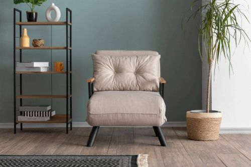 Poltrona Beige Reclinabile Braccioli 60x78x78h cm, Peso Supportato 100 kg - Keoni