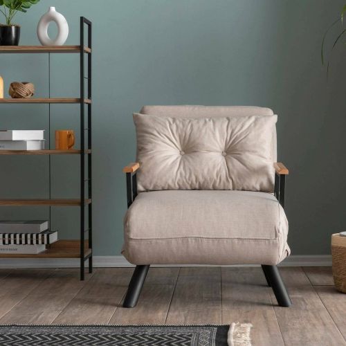 Poltrona Beige Reclinabile Braccioli 60x78x78h cm, Peso Supportato 100 kg - Keoni