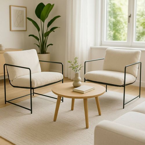 Poltrona Beige set da 2 Braccioli 61x67x75h cm, Peso Supportato 120 kg - Appare