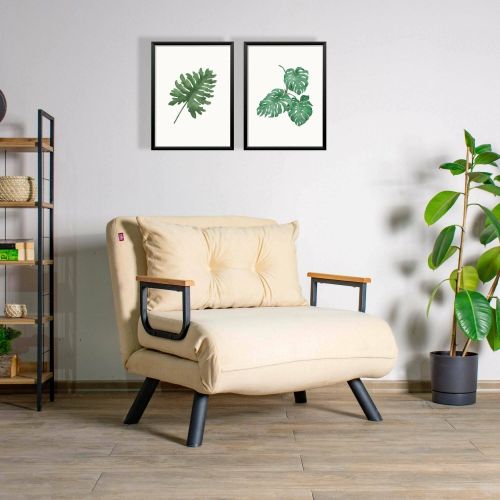 Poltrona Bianco Crema Reclinabile Braccioli 60x78x78h cm, Peso Supportato 100 kg - Keoni