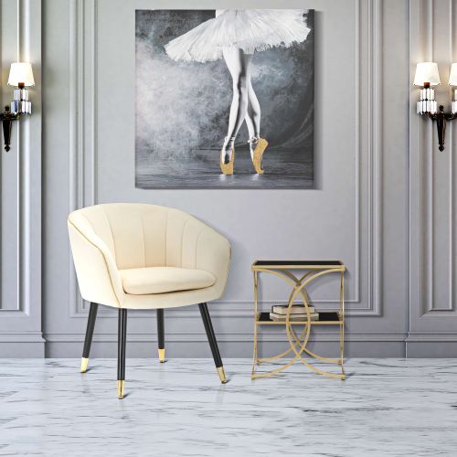 Poltrona Bianco oro Braccioli Materiale Struttura in Tessuto 62x58x78h cm, Colore Struttura oro - Cachi