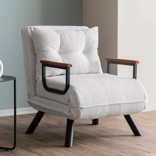 Poltrona Bianco Reclinabile Braccioli 60x78x78h cm, Peso Supportato 100 kg - Keoni
