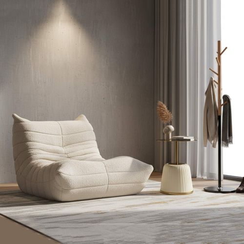 Poltrona Bianco Rivestimento in Tessuto Bouclè Materiale Struttura in Tessuto 27x27x108h cm, Altezza Seduta 45 cm - Battam
