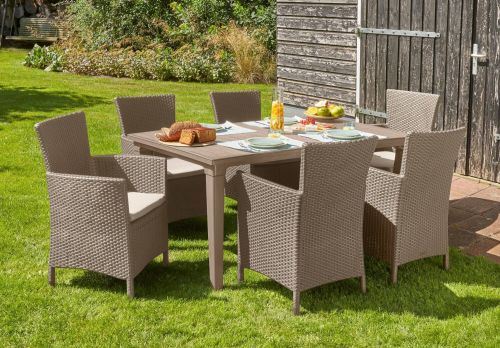 Poltrona da esterno Casina, Poltroncina da giardino, Seduta outdoor, Poltrona per esterni, 62x60 h89 cm, Tortora