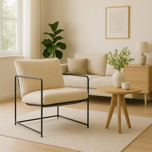 Poltrona design in metallo e tessuto beige - Appare