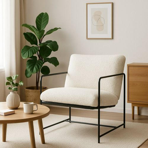 Poltrona design in metallo e tessuto bianco - Appare
