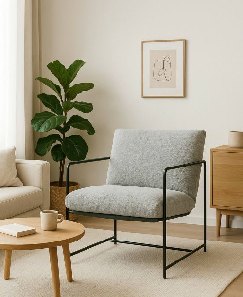Poltrona design in metallo e tessuto grigio - Appare