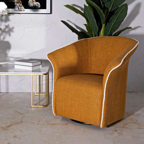 Poltrona Giallo Senape Nero Base Girevole Braccioli 84x66x80h cm, Materiale Struttura in Metallo - Toamas
