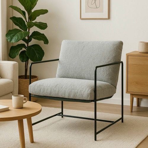 Poltrona Grigio Braccioli Peso Supportato 120 kg 61x67x75h cm, Materiale Struttura in Metallo - Appare