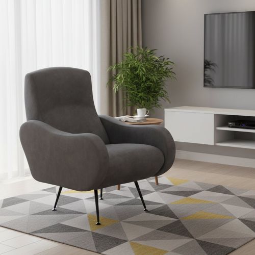 Poltrona Grigio Braccioli Peso Supportato 90 kg 70x100x98h cm, Materiale Struttura in Legno Made in Italy - Lasnigo