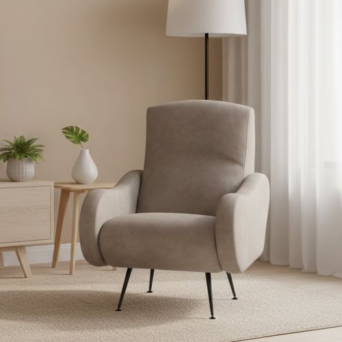 Poltrona Grigio Tortora Braccioli Peso Supportato 90 kg 70x100x98h cm, Materiale Struttura in Legno Made in Italy - Lasnigo