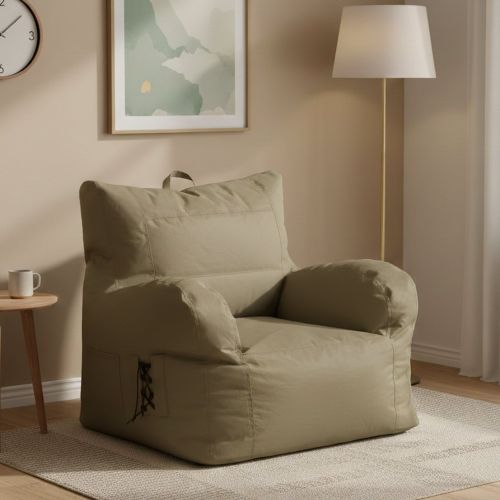 Poltrona in poliestere con braccioli beige - Ossidiana