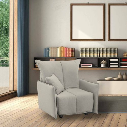 Poltrona in poliestere sfoderabile con braccioli beige - Atlantis