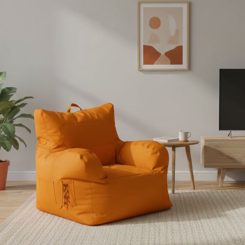 Poltrona in tessuto con braccioli arancione - Ossidiana