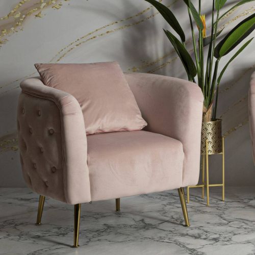 Poltrona in tessuto con braccioli rosa - Prampolini