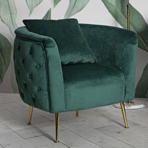 Poltrona in tessuto con braccioli verde - Prampolini