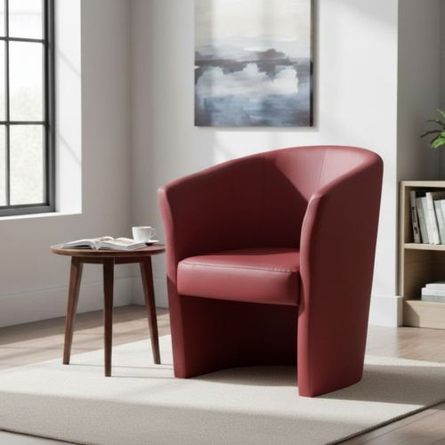 Poltrona moderna in ecopelle con braccioli rossa - Ago