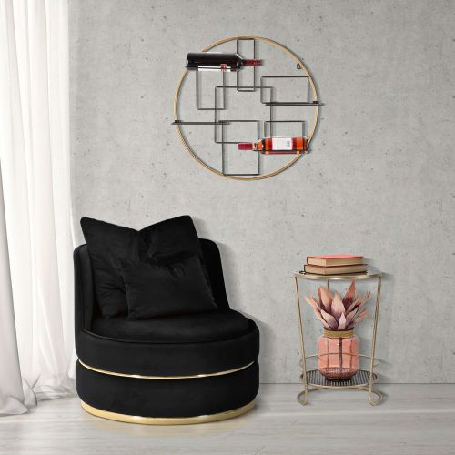 Poltrona Nero oro con Cuscini Materiale Struttura in Legno Nobilitato 84x84x72h cm, Materiale Struttura in Tessuto - Palang