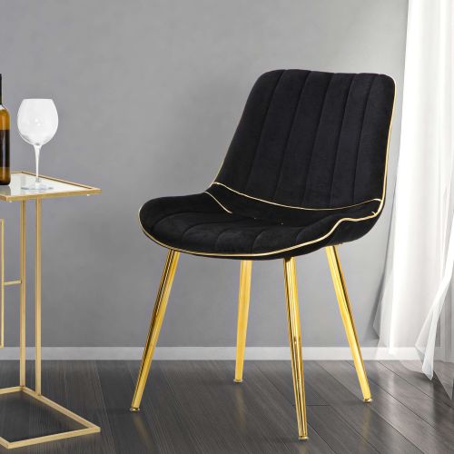 Poltrona Nero oro set da 2 Materiale Struttura in Metallo 51x59x79h cm, Materiale Struttura in Tessuto - Ribe
