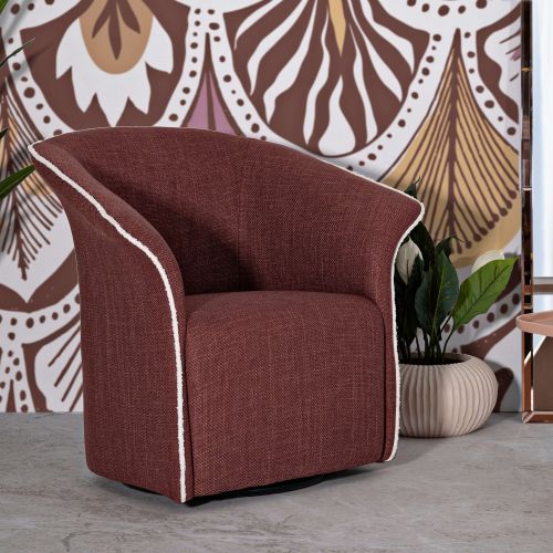 Poltrona Rosso Bianco Base Girevole Braccioli 84x66x80h cm, Materiale Struttura in Metallo - Toamas