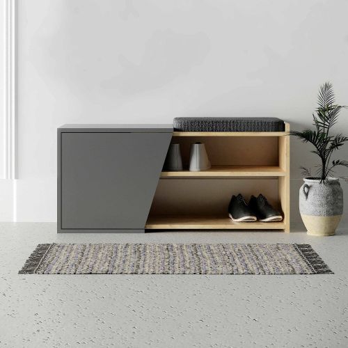 Porta scarpe bassa quercia e antracite 104x37h cm - Neneng
