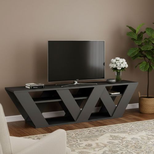 Porta TV antracite 158x30x40h cm in legno - Arcobaleno