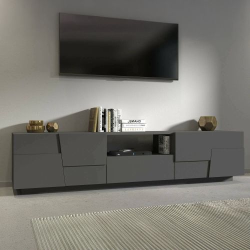 Porta TV antracite 220x44x46h cm 4 ante e 1 cassetto - Maestrale