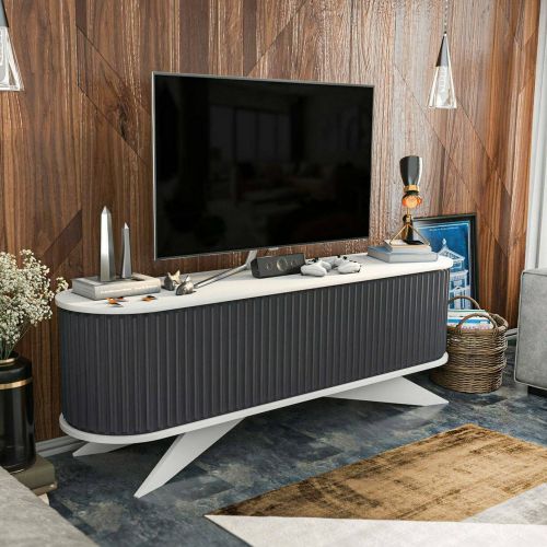 Porta TV antracite e bianco 180x43x60h cm 2 ante - Bailu
