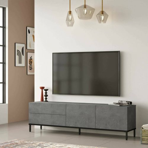 Porta TV argento e nero 170x35x46h cm 4 ante - Basyang