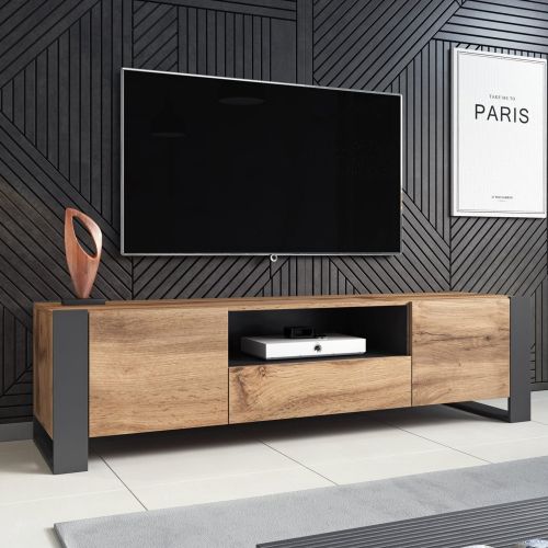 Porta TV beige 150x42x60h cm 3 ante - Frassino