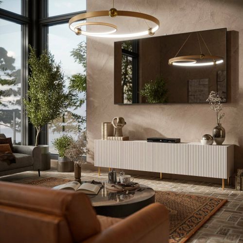 Porta TV beige 200x42x52h cm 4 ante - Varenna