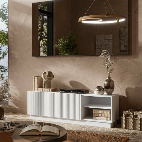 Porta TV bianco 150x40x48h cm 2 ante - Finita