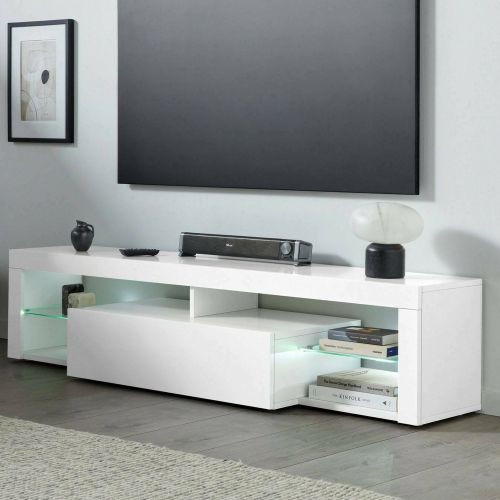 Porta TV bianco 160x40x35h cm in legno - Ivy