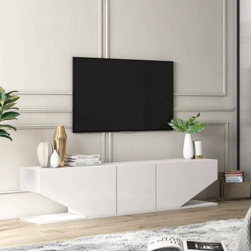 Porta TV bianco 180x30x40h cm 3 ante - Assorata
