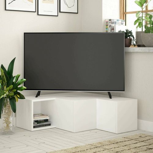 Porta TV bianco 90x92x32h cm in legno - Fiorenza