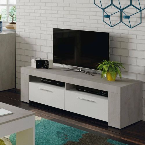 Porta TV bianco e cemento 120x42x40h cm 2 ante - Sparaxis