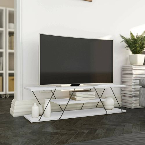 Porta TV bianco e nero 120x30x33h cm in legno - Desdemona