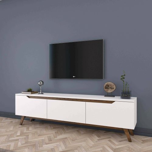 Porta TV bianco e noce 180x35x48h cm 3 ante - Apatite