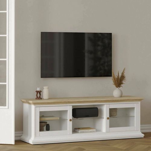Porta TV bianco e quercia 149x41x50h cm 2 ante - Damrey