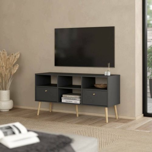 Porta TV grigio 117x39x60h cm in legno - Conte