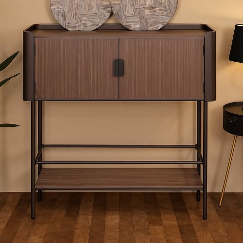 Porta TV grigio e marrone 100x42x110h cm 2 ante - Quilt