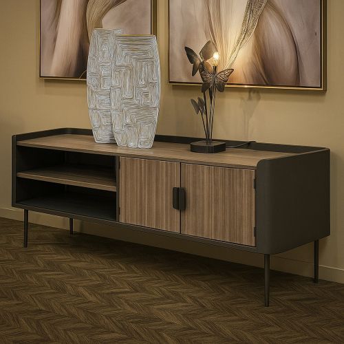 Porta TV grigio e marrone 150x42x58h cm 2 ante - Cannon