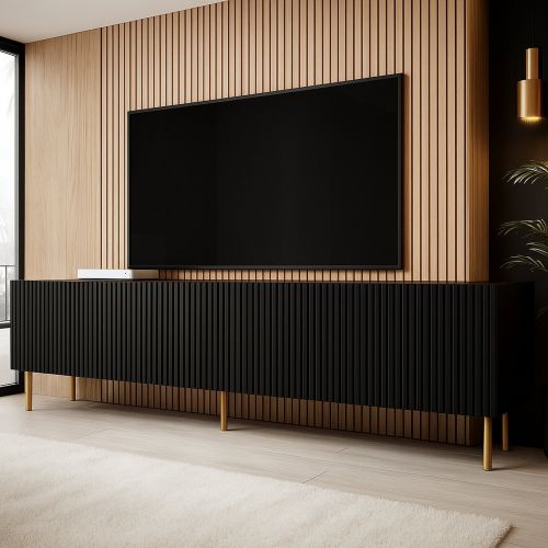 Porta TV nero 200x42x52h cm 4 ante - Varenna