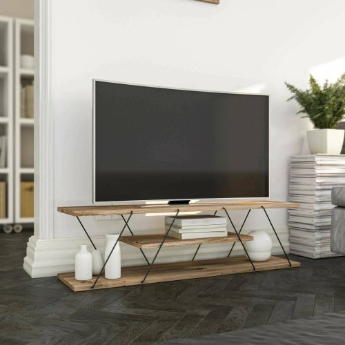 Porta TV nero,noce 120x30x33h cm in legno - Desdemona
