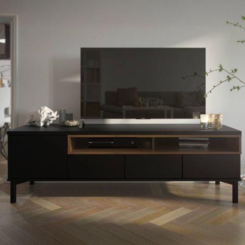 Porta TV nero,noce 155x48x48h cm in legno - Rosata