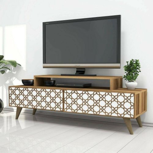 Porta TV noce e bianco 140x41x48h cm modulabile - Arnara