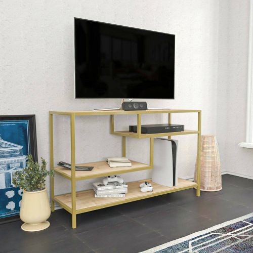 Porta TV oro e quercia 120x39x75h cm in legno - Ivette